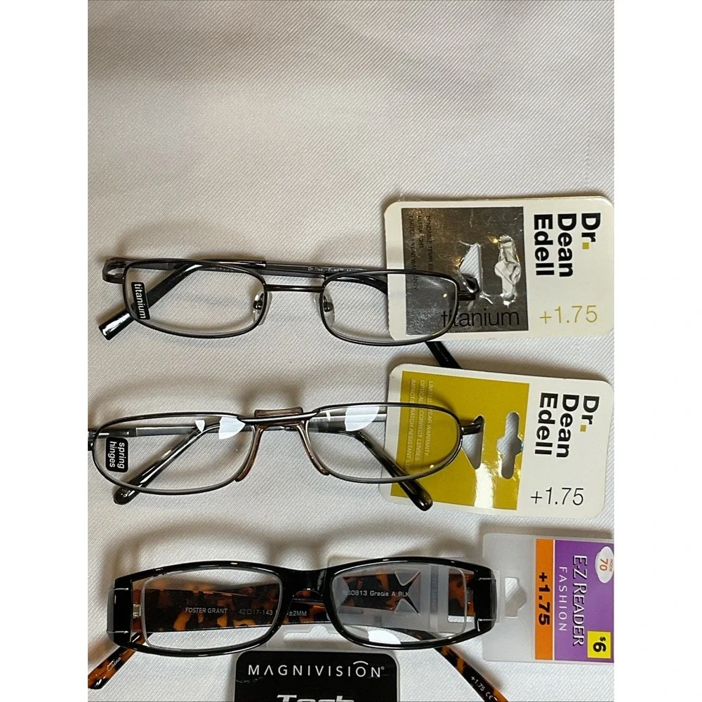 Lot Of 4 Reading Glasses +1.75 Mixed Magnavision Dr Dean Dell